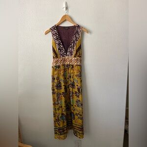 Anthropologie Wendy Hill Midi Dress Floral Fall Tie Size 4
